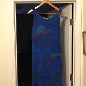 Unusual blue maxi dress with “watercolor” design.